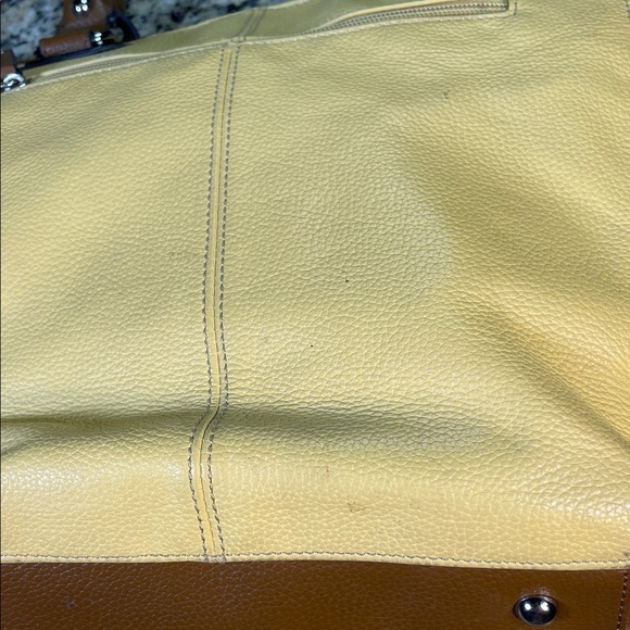 Tignanello Mustard Yellow and Brown Shoulder Bag/ Tote - Picture 9 of 13